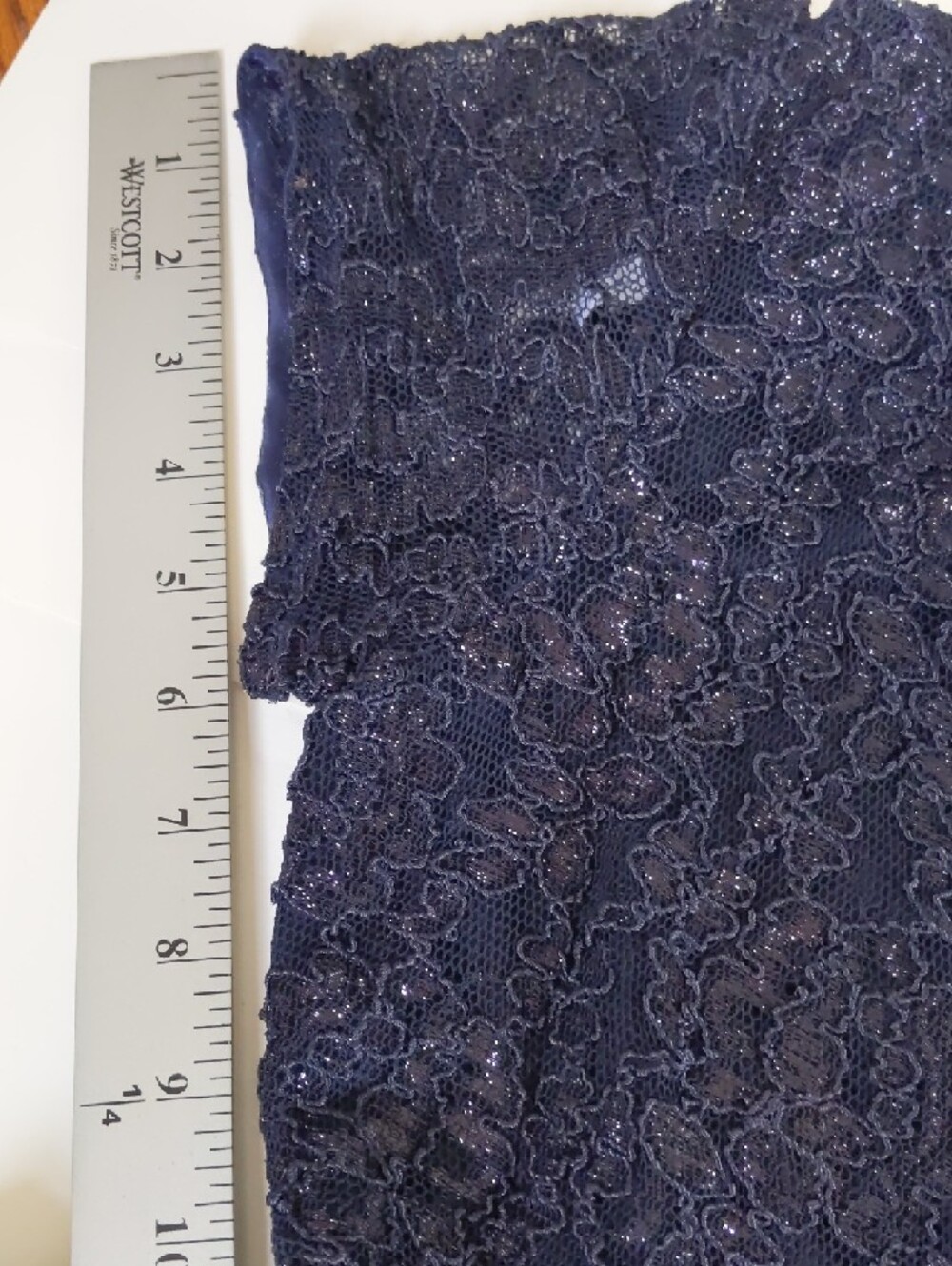 Navy Blue Lace & Chiffon Fit-and-Flare Dress - Picture 12 of 15